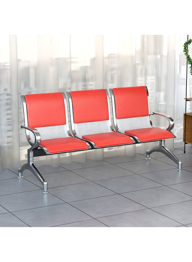 ماهاماي مقعد ماهمايي JX الخارجي بثلاثة مقاعد مع وسائد، مزود ببطانة مطاطية مانعة للانزلاق، بتصميم مريح ومسند ذراع منحني، مريح ومتعدد الاستخدامات للمكتب، والأماكن الخارجية، والبنك - أحمر - Image 2