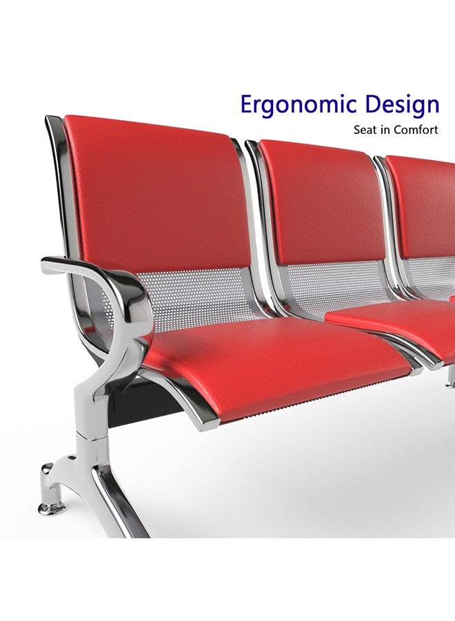 ماهاماي مقعد ماهمايي JX الخارجي بثلاثة مقاعد مع وسائد، مزود ببطانة مطاطية مانعة للانزلاق، بتصميم مريح ومسند ذراع منحني، مريح ومتعدد الاستخدامات للمكتب، والأماكن الخارجية، والبنك - أحمر - Image 5