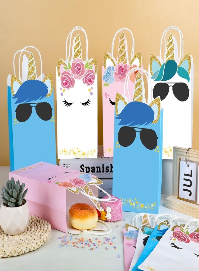 ojustbeok 12PCS Unicorn Party Favor Bags Rainbow Unicorn Birthday Party Disposable Treat Bags with Handles Gift Bag for Girls and Boys Birthday Baby Shower Decorations Supplies - Image 4