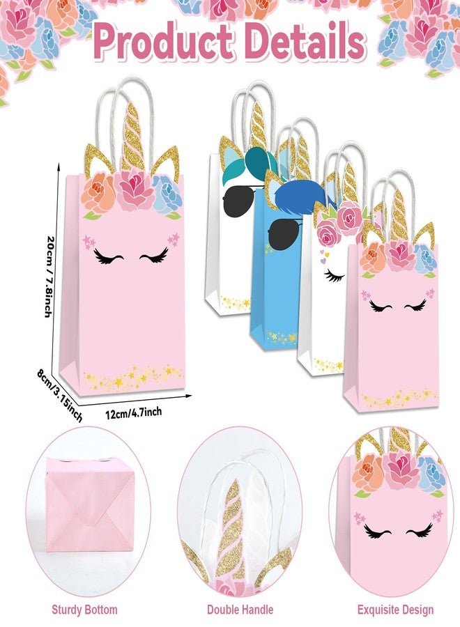 ojustbeok 12PCS Unicorn Party Favor Bags Rainbow Unicorn Birthday Party Disposable Treat Bags with Handles Gift Bag for Girls and Boys Birthday Baby Shower Decorations Supplies - Image 3