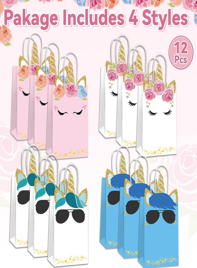 ojustbeok 12PCS Unicorn Party Favor Bags Rainbow Unicorn Birthday Party Disposable Treat Bags with Handles Gift Bag for Girls and Boys Birthday Baby Shower Decorations Supplies - Image 2