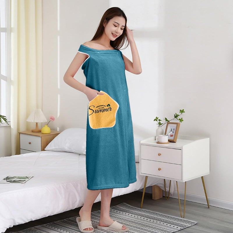 HOUSSE Wearable Spa Bath Towel for Women | Soft, Cozy Wrap with Snap Closure | 110 x 140 cm (Peacock_Yellow) - Image 3
