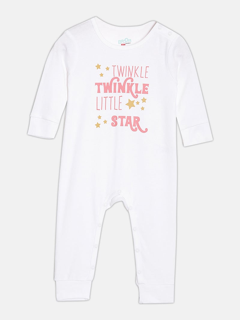 Broon Infant Girls Pink and White Printed Organic Cotton Sleepsuit Pack of 2 - Image 2