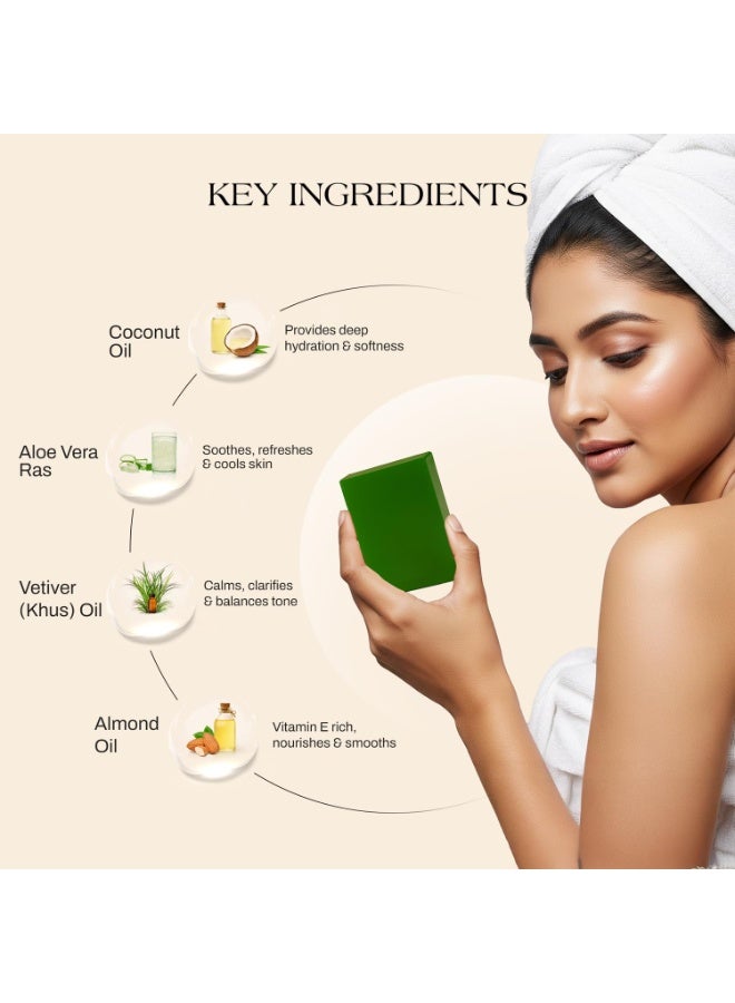 Ashpveda Ayurvedic Khas & Aloevera Bath Soap Herbal Cleanser, Gentle Skin Care, Natural Scent, Nourishing Bathing Bar for Skin Refreshment and Rejuvenation (100gm) - Image 4