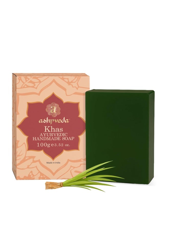 Ashpveda Ayurvedic Khas & Aloevera Bath Soap Herbal Cleanser, Gentle Skin Care, Natural Scent, Nourishing Bathing Bar for Skin Refreshment and Rejuvenation (100gm) - Image 1
