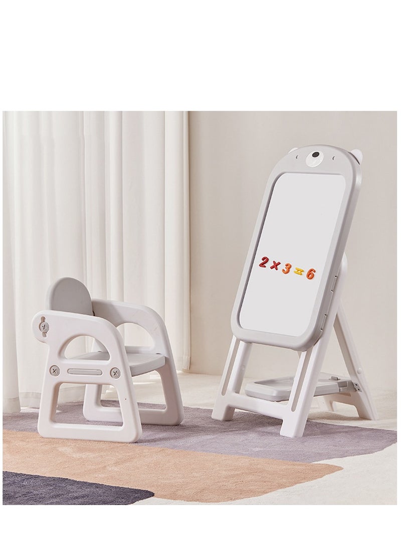 Arabest Kids Art Easel with Stool,Double-Sided Magnetic Dry Erase Board and Kids Book Rack,Adjustable Standing Art Easel with Storage,Adjustable Table & Chair Set for 1-5 Years Old Toddler  - Image 1