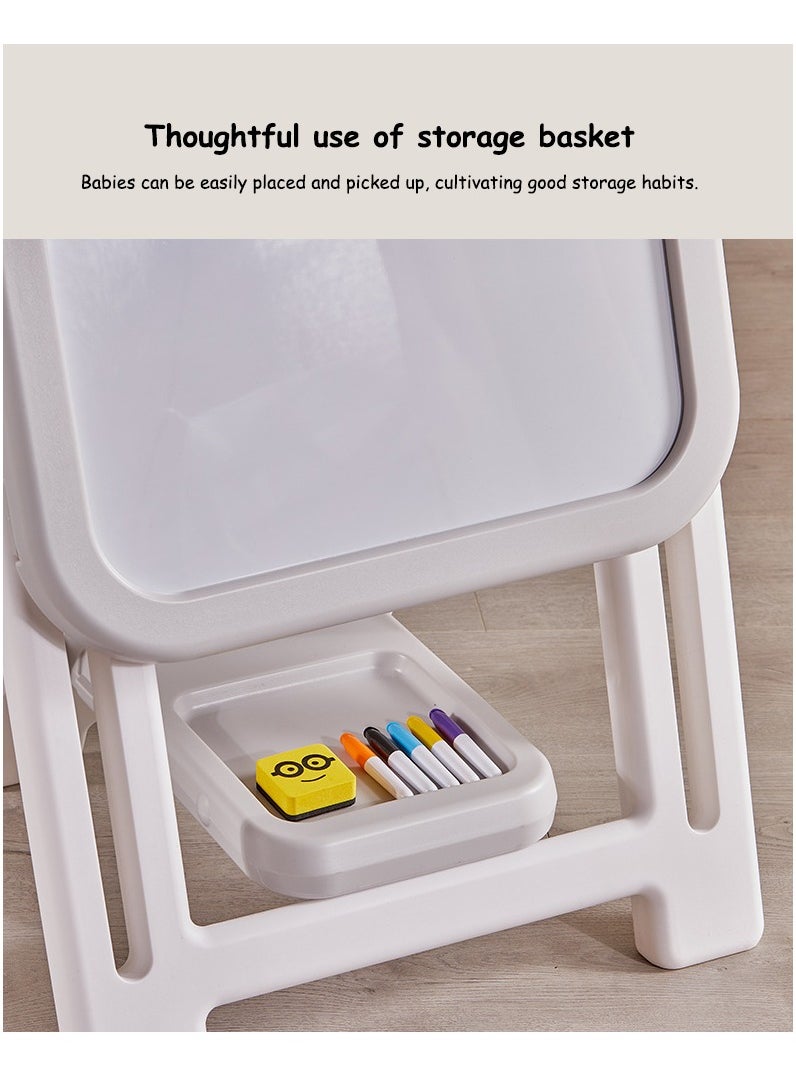 Arabest Kids Art Easel with Stool,Double-Sided Magnetic Dry Erase Board and Kids Book Rack,Adjustable Standing Art Easel with Storage,Adjustable Table & Chair Set for 1-5 Years Old Toddler  - Image 4