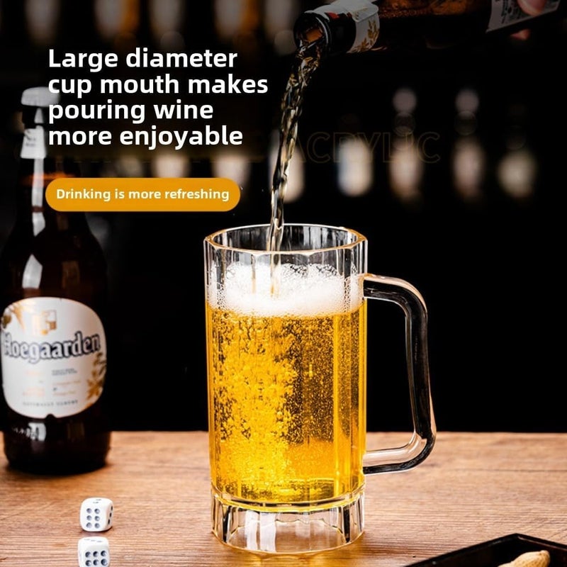 Komost 21oz Plastic Beer Mugs with Handle Set of 2, Reusable Clear Beer Stein Drinking Cups for Party Bar Home Hotel - Perfect for Whiskey Juice Cocktail Beverages - Image 2