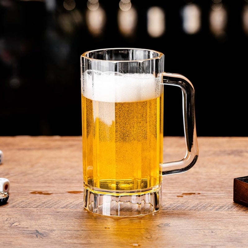 Komost 21oz Plastic Beer Mugs with Handle Set of 2, Reusable Clear Beer Stein Drinking Cups for Party Bar Home Hotel - Perfect for Whiskey Juice Cocktail Beverages - Image 3