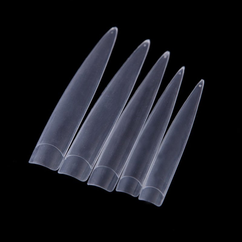Yimart 120pcs WhiteClearNatural Long Sharp Stiletto Fake Nail Tip False Nail Art Tips Clear