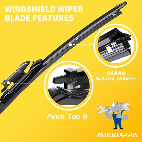 MIKKUPPA 26"+22" Front Wiper Blades, Replacement for 2011-2023 Ford Explorer All Season Windshield Wiper Blades Pinch Tab, Pack of 2 - Image 3