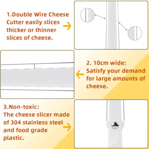 Supvox® Wire Cheese Slicer Cutter Handheld Kitchen 304 Stainelss Steel Dual Wire Cutter Slicer for Hard Soft Cheese - Image 3