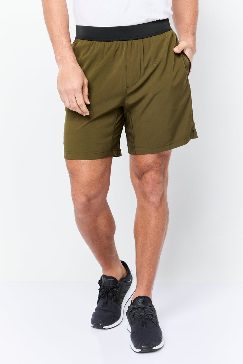 Mister Men Sportswear Fit 7 Inseam Training Shorts, Dark Olive - Image 1