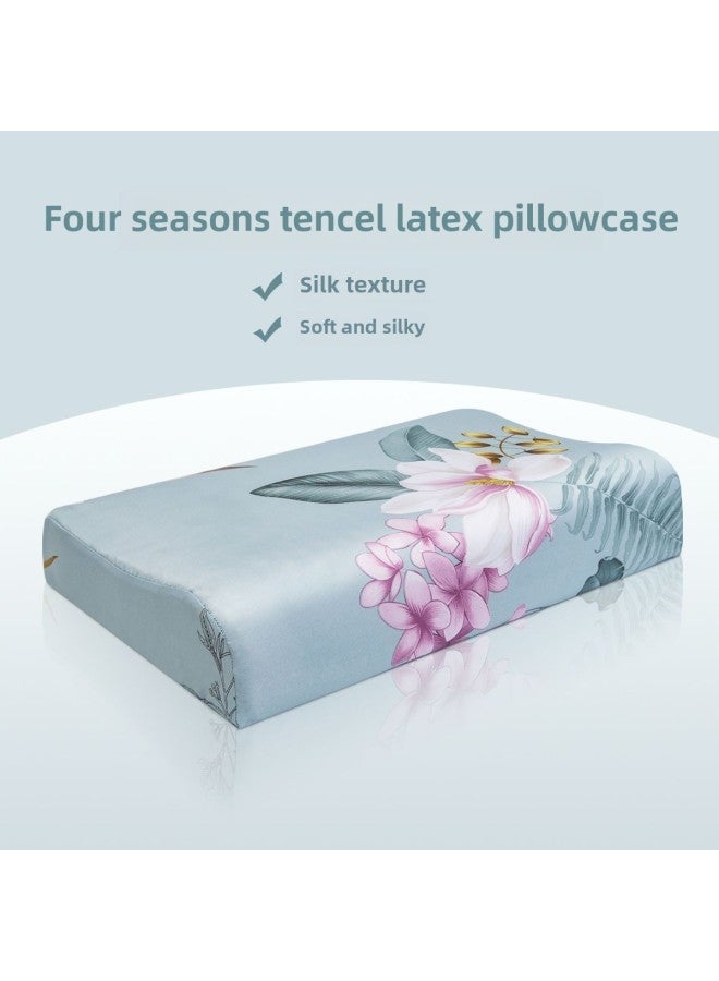 Summer Ice Silk Latex Pillowcase 40x 60 Pair Pack 30X50 Single Adult One Single Cool Pillow Jacket-Color:30x50x8 -Specifications:(plant Cotton) Freehand Life  - Image 4