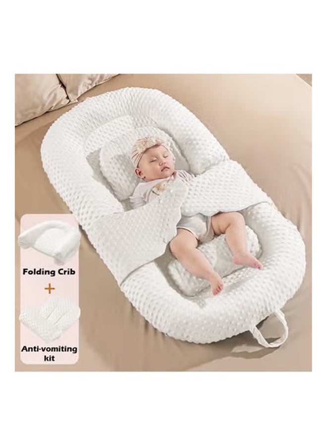 KLNAMAEAAN Snugly Fit Baby Crib Sleeping Bed Nest with Anti-Vomiting Pillow, Portable Infant Lounger and Soothing Sleep Mat - Image 1