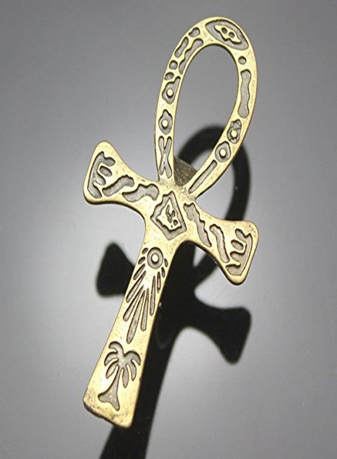 RechicGu Vintage Golden Egyptian Ancient Ankh Key of Life Cross Ring Cleopatra Adjustable Band Ankara Hieroglyphic Carved Symbol of Protection Amulet Jewelry - Image 3