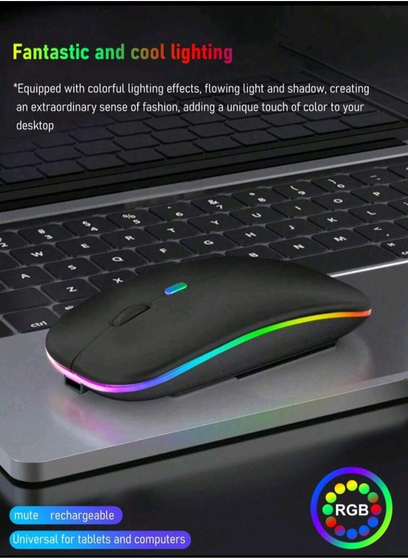 Generic - Wireless Bluetooth Mouse, LED Slim Dual Mode Bluetooth 5.1 +USB 2.4GHz Rechargeable Silent Bluetooth Wireless Mouse, Computer Mice with USB Receiver - Image 1