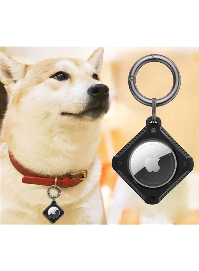 4 Pcs Carbon Fiber Pattern Airtag Case Holder, Anti Lost Scratch Resistant TPU Full Protective Air Tag Case Cover, Portable Airtag Protector Ring Accessories for Keyring - Image 5