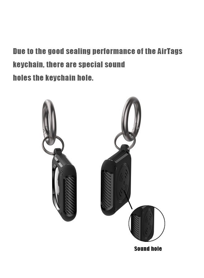 4 Pcs Carbon Fiber Pattern Airtag Case Holder, Anti Lost Scratch Resistant TPU Full Protective Air Tag Case Cover, Portable Airtag Protector Ring Accessories for Keyring - Image 3