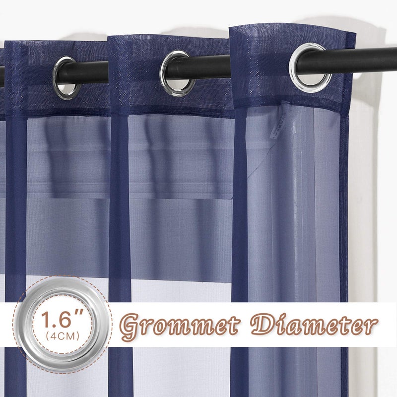 NICETOWN Sheer Curtains for Living - Long Voile Window Drapes Panels 84"" for Patio/Boy Room/Master Bedroom/Sliding Door (54"" W  Dark Blue  Set of 2) - Image 2