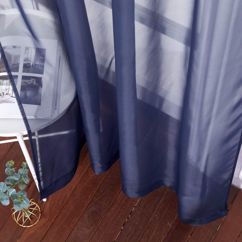 NICETOWN Sheer Curtains for Living - Long Voile Window Drapes Panels 84"" for Patio/Boy Room/Master Bedroom/Sliding Door (54"" W  Dark Blue  Set of 2) - Image 5