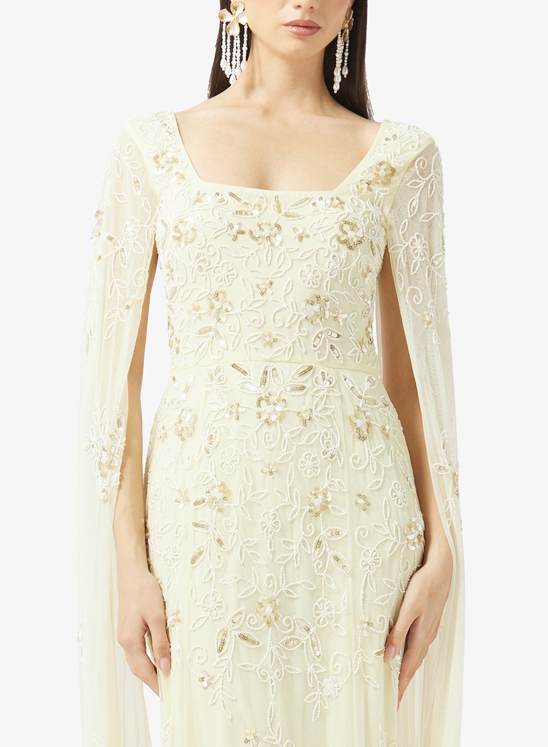 بيوت فستان ماكسي بياقة مربعة وأكمام كاب - Image 3