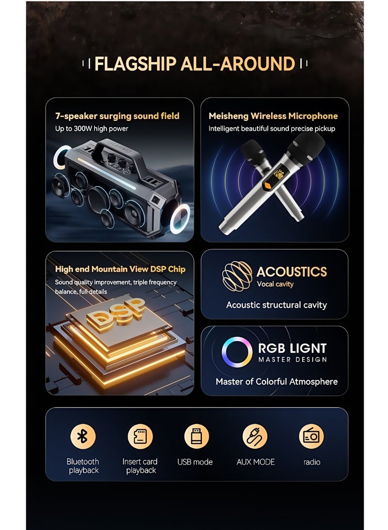 Claison Karaoke Machine for Adults and Kids,Portable Bluetooth Speaker with 2 UHF Wireless Microphones Karaoke Speaker pa System for Home Parties,Wedding - Image 4