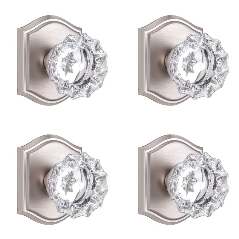 CLCTK 4 Pack Glass Dummy Door Knob Single Side Dummy Door Knob Set Brushed Nickel - Image 2
