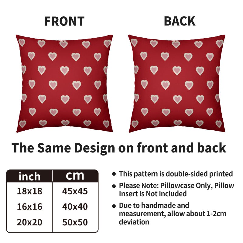Smozenith Valentines Day Pillow Covers 18X18 Set of 2, Red Pink Valentine's Print Decorative Throw Pillow Covers Outdoor Farmhouse Holiday Anniversary Wedding Decorations Cushion Case Couch Sofa Bed Decor - Image 4