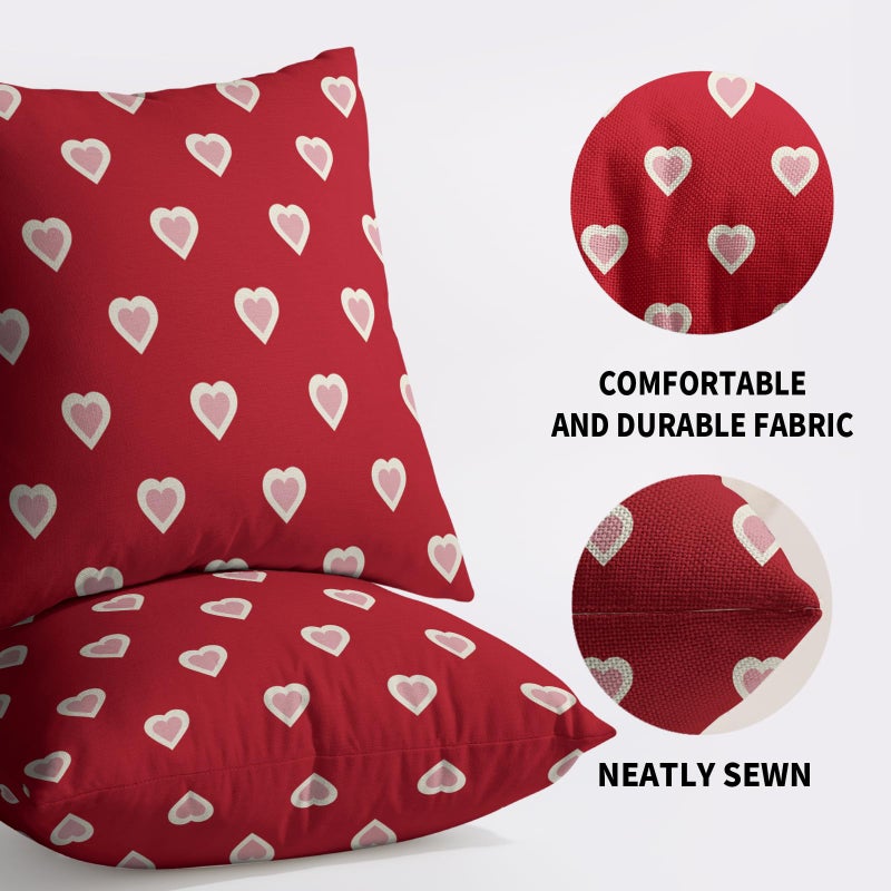 Smozenith Valentines Day Pillow Covers 18X18 Set of 2, Red Pink Valentine's Print Decorative Throw Pillow Covers Outdoor Farmhouse Holiday Anniversary Wedding Decorations Cushion Case Couch Sofa Bed Decor - Image 5