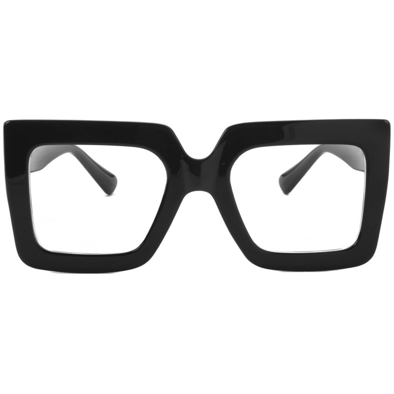Kursan Oversized Square Black Glasses for Women Men Big Frame Blue Light Blocking Glasses Fashion Eyeglasses Bright Black
