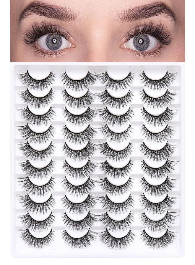 Azenlo False Eyelashes 20 Pairs Wispy Lashes Faux Mink Lashes 14mm 3D Fluffy Cat Eye Lashes （style 20-060) - Image 1