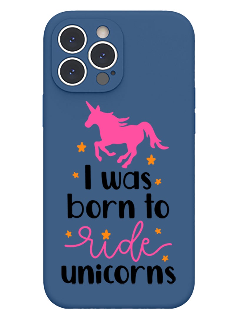 Theodor Protective Slim Fit Case Liquid Silicone Cover with Full Body Protection Anti-Scratch Shockproof Case For iPhone 14 Pro Max Blue  - i woke up this cute copy - Image 1