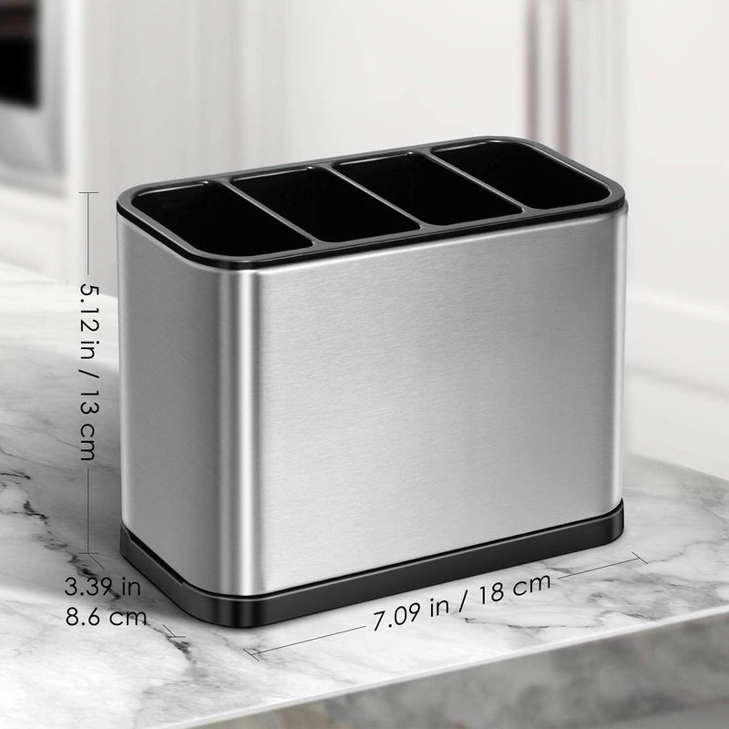 EARTHCONE Stainless Steel Kitchen Utensil Holder Rack for Countertop Spoon Spatula Organizer Rectangular Cooking Utensil Caddy Counter Utensil Crock 1Pcs - Image 2