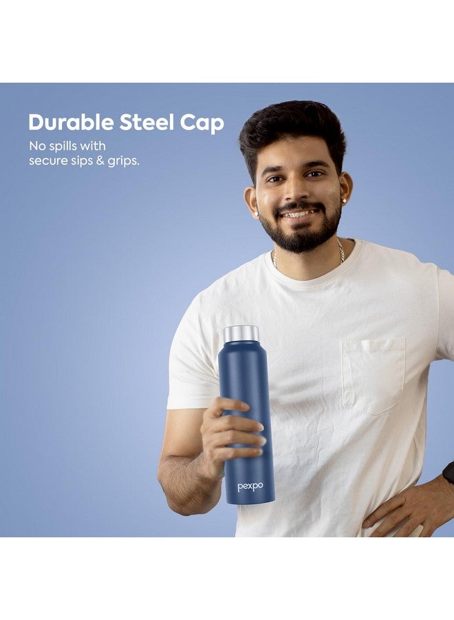 PEXPO Chromo Pro 1000 ISI Certified Stainless Steel Sports/Fridge Water Bottle, 950ml, Denim Blue | BPA Free |Water Bottle for Office, Gym, School, Yoga, Trekking, Men, Women and Kids| RCB Edition - Image 5