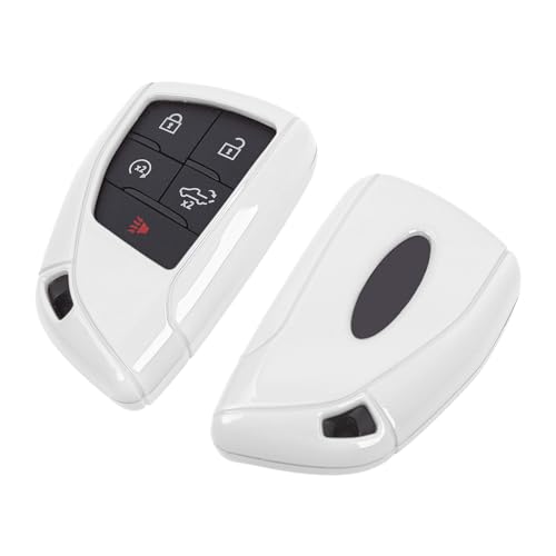 Jimen for Silverado Key Cover, Key Fob Case Shell Protector Fit for Chevrolet Silverado/ Chevy Suburban/ Chevy Tahoe 2020-2024 (White) - Image 1