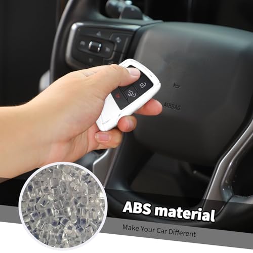 Jimen for Silverado Key Cover, Key Fob Case Shell Protector Fit for Chevrolet Silverado/ Chevy Suburban/ Chevy Tahoe 2020-2024 (White) - Image 4