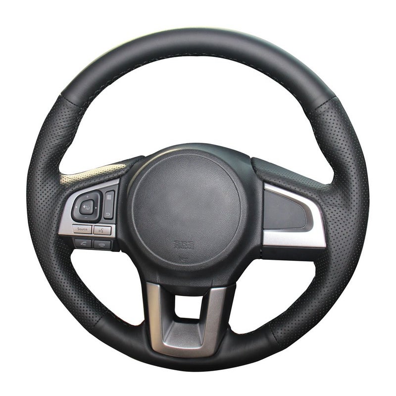 Eiseng DIY Stitching Steering Wheel Cover for Subaru Legacy Outback 2015 2016 2017 / Forester 2017 2018 / Crosstrek 2016 2017 / XV 2016 Interior Accessories Genuine Leather (Black Thread)