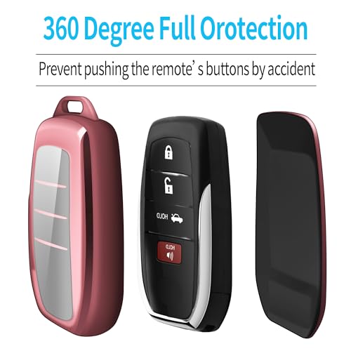 Tukellen for Toyota Key fob Cover Soft Key Shell Case for 2025 Camry 2019-2025 Land Cruiser,2021-2025 Sienna Venza Hilux Fortuner 2023-2025 Highlander Tundra Corolla bZ4X Prius 4/5/6 Buttons-Pink - Image 4