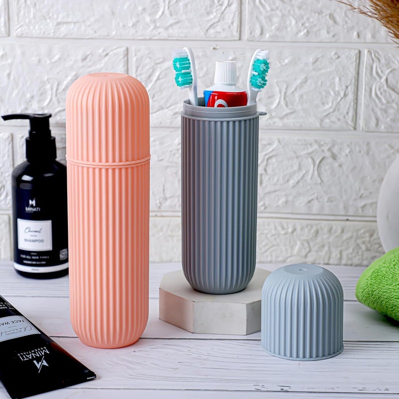 Xpandio 2 Pc Capsule Shape Travel Toothbrush Toothpaste Case Holder Portable Toothbrush Storage Plastic Toothbrush Holder Random Colour - Image 4