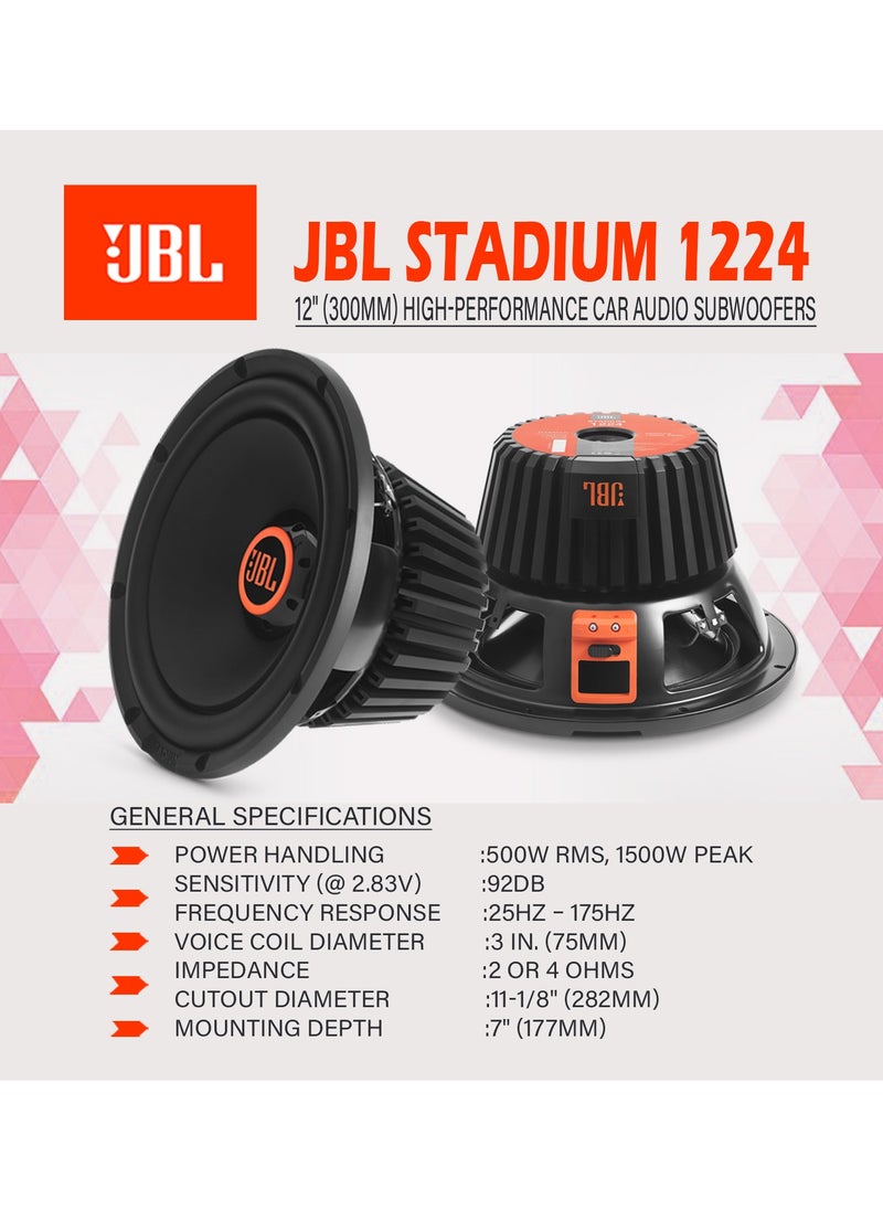 JBL - Stadium 1224 - 12” Subwoofer w/SSI™ (Selectable Smart Impedance) switch from 2 to 4 ohm - Image 1