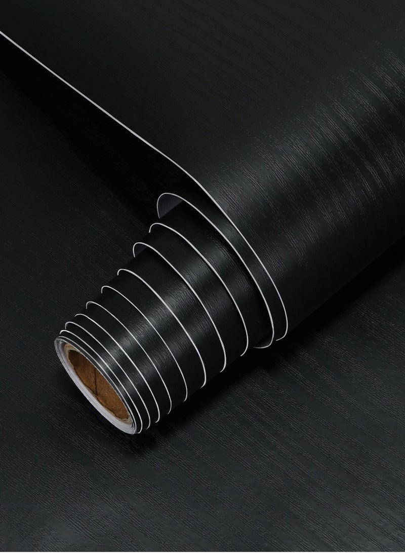 Extra Thick Black Wood Contact Paper, Peel and Stick Self-Adhesive Wallpaper, Thicken Contact Paper for Wall Kitchen Furniture Countertop Cabinets and Drawers, Decorative Vinyl Waterproof, 15.7" x 118.1" - Image 1