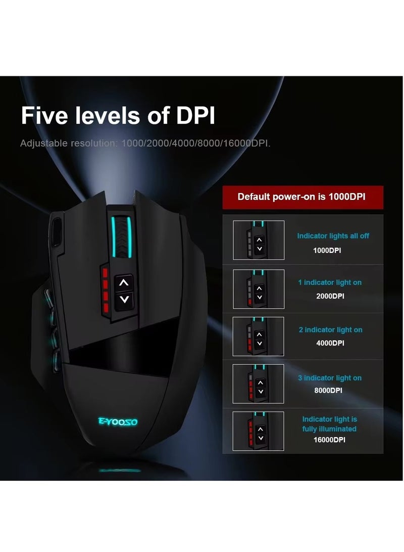E-YOOSO X-33 RGB Wireless Gaming Mouse, 16000 Dpi 16 Buttons Programmable Game Optical Mice for Gaming/Office - Image 3
