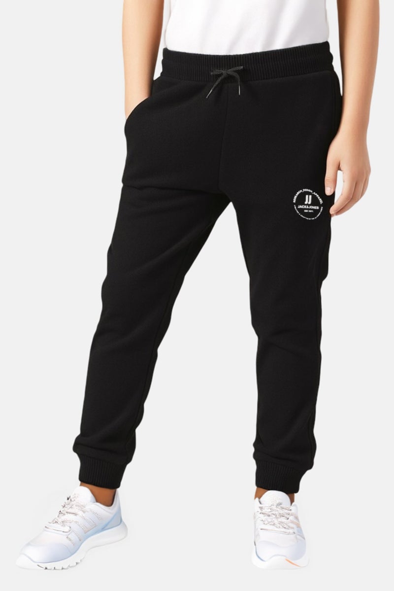 JACK & JONES Kids Boy Brand Logo Sweatpants, Black - Image 1
