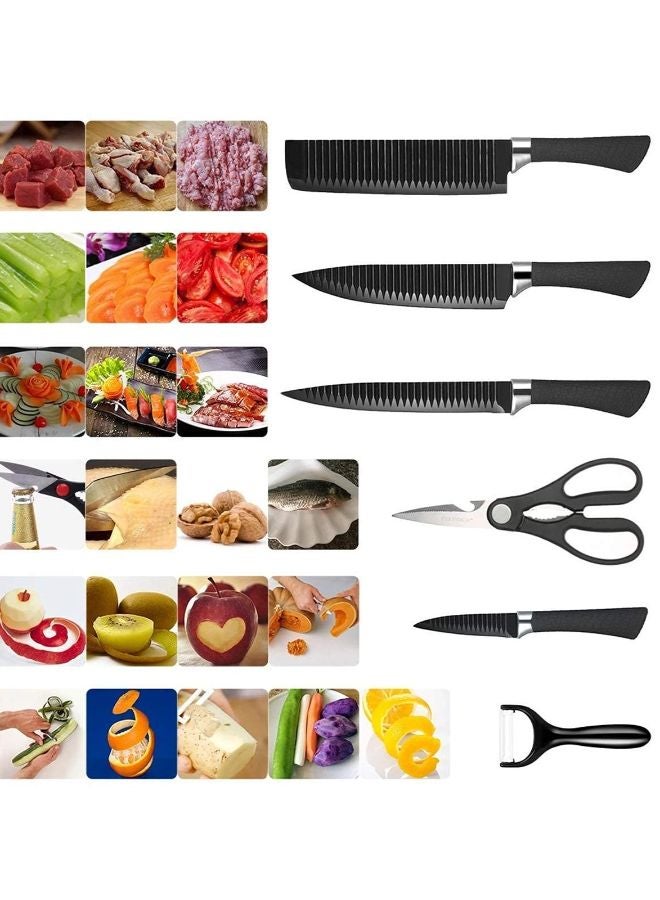 Ceramic Knives Set 6 Pieces For Peeled And Scissors Black  - Image 3