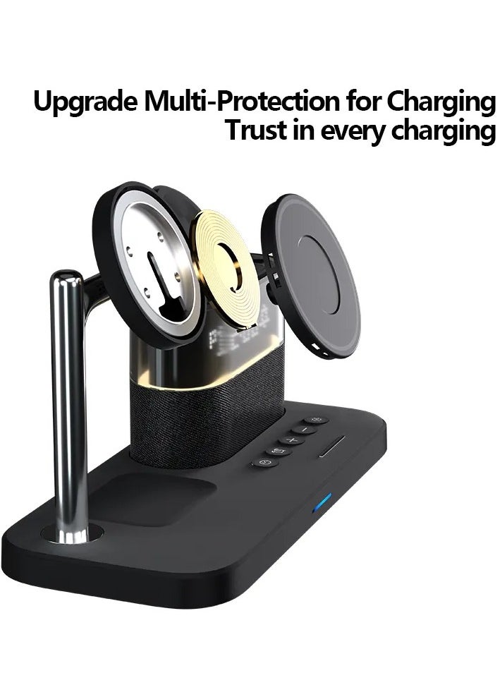 MOCOM - 5-in-1 Colorful RGB Wireless Charging Station with Alarm Clock - Stylish Charging Dock for iPhone 15, 14, 13, 12 - Image 1