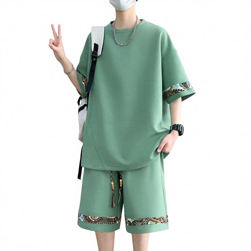 Teen Boys Short Sleeve T-Shirt and Shorts Set Embroidery Streetwear Casual Summer Outfit