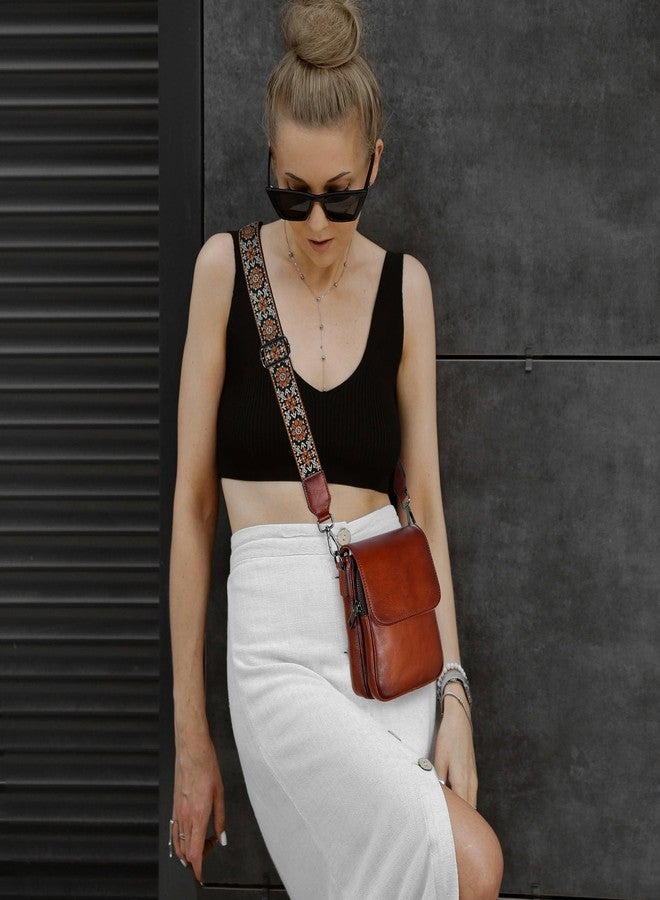 HESHE Leather Small Crossbody Bags for Women RFID Blocking Cell Phone Purse Anti-Theft Travel Bag with wide Straps (Coffee) - Image 3