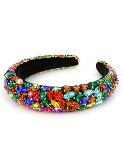 Wecoe Rhinestone Headband Women Girls Blue Diamond Padded Headband Fancy Sparkly Bling Glitter Headband Fashion Bulky Puffy Luxury Beaded Headband Costume Hair Accessories For Women Girls Gifts  - Image 1