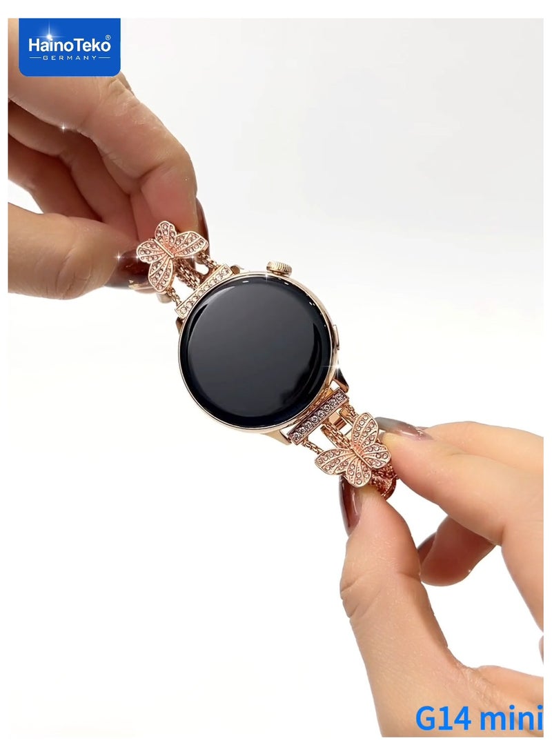 Haino Teko Haino Teko G14 Mini Smart Watch With Stylish Analog Watch Beautifully Designed Bracelet and 3 Pair Straps Designed For Women Gold  - Image 4